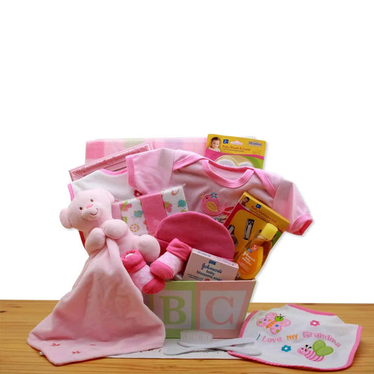 Easy as ABC New Baby Gift Basket – Pink
