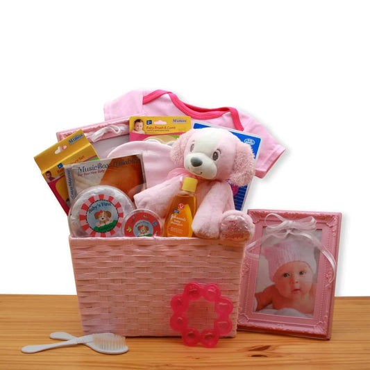 Puppy Love New Baby Gift Basket – Pink